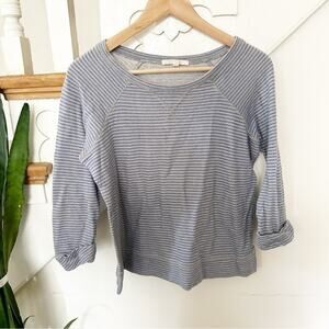 SOFT Joie Womens Gray Blue Stripe Cotton Blend Raglan Sleeve Pullover Top Sz XS